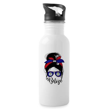 Belize Messy Bun Belizean Women's Belize - Trinkflasche mit integriertem Trinkhalm - Weiß - Rechts