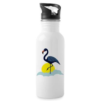 Blauer Flamingo - Trinkflasche mit integriertem Trinkhalm - Weiß - Rechts