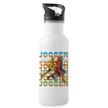 JOGGEN - Trinkflasche mit integriertem Trinkhalm - Weiß - Rechts