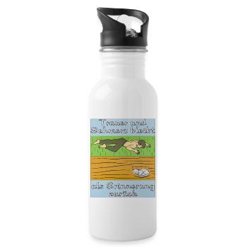 MENSCH TRAURIG KATZE - Trinkflasche mit integriertem Trinkhalm - Weiß - Rechts