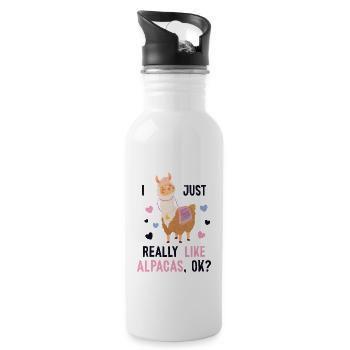 I just really like Alpacas Huacaya Pako Lama - Water bottle with straw - white - Right