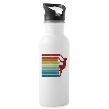 Retro Bouldern Speedklettern Sportklettern - Trinkflasche mit integriertem Trinkhalm - Weiß - Rechts
