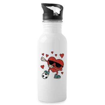Dabbing Heart Dab Dance Mignon Saint-Valentin Football - Gourde avec paille intégrée - blanc - Droite