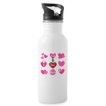 Teach Love Inspire Valentine's Day Teaching Lover - Water bottle with straw - white - Right