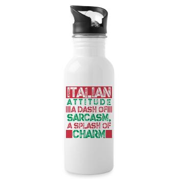 Funny Sarcasm Italy Sarcastic Italian Wife - Water bottle with straw - white - Right