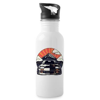JDM-Auto Japanische Retro-Autorenn-Drift-Legende - Trinkflasche mit integriertem Trinkhalm - Weiß - Rechts