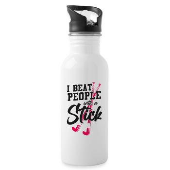 Field Hockey I Beat People With A - Water bottle with straw - white - Right