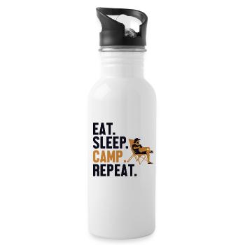 Eat Sleep Camp Repeat Tents Glamping - Water bottle with straw - white - Right