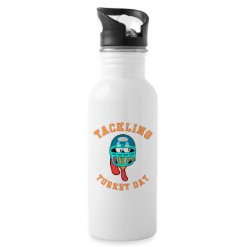 Tackling Turkey Day American Football Thanksgiving - Water bottle with straw - white - Right