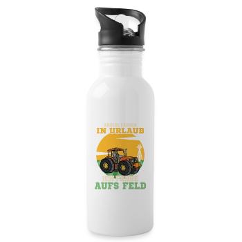 Andere fahren in Urlaub ich fahre aufs Feld Trecke - Trinkflasche mit integriertem Trinkhalm - Weiß - Rechts