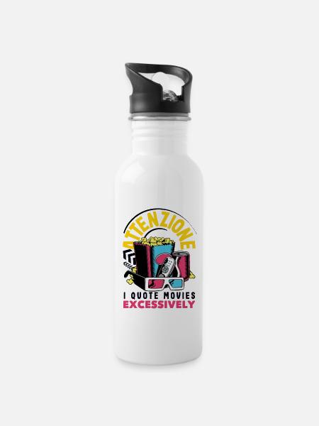 Attenzione Movie Quote - Trinkflasche mit integriertem Trinkhalm - Weiß