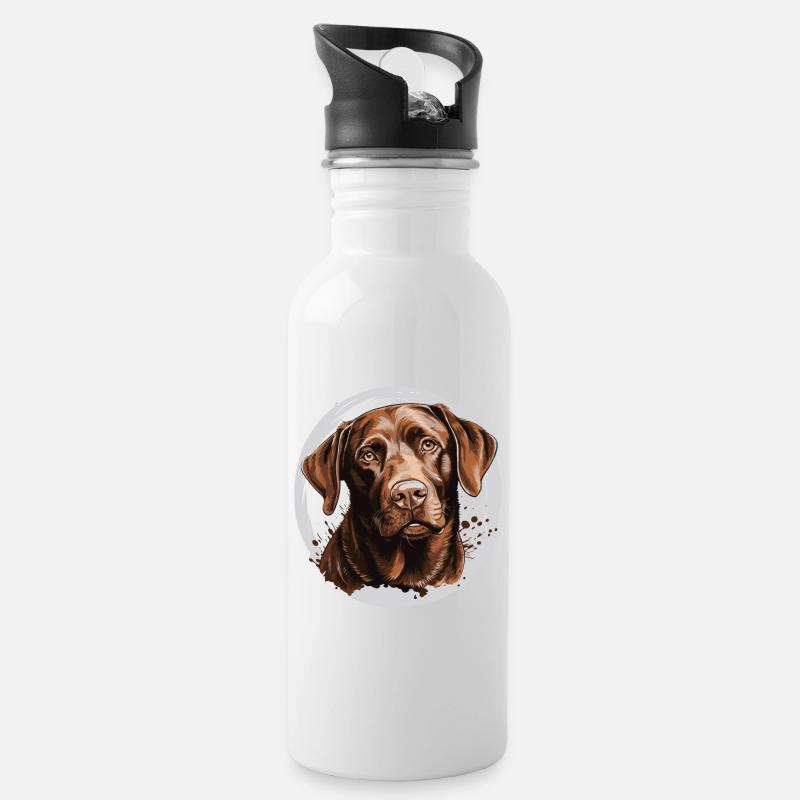 Labrador - Trinkflasche mit integriertem Trinkhalm - Weiß