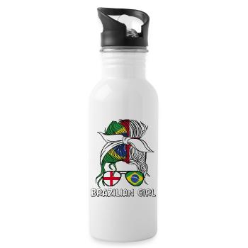 Moitié Brésilienne Moitié Anglaise Fille Brésil Angleterre - Gourde avec paille intégrée - blanc - Droite