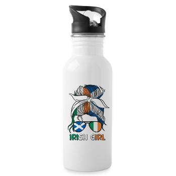 Half Scottish Half Irish Girl Ireland Scotland - Water bottle with straw - white - Right