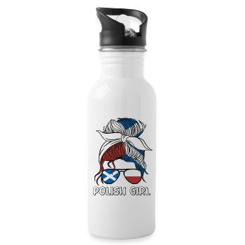 Moitié Ecossais Moitié Polonais Pologne Ecosse - Gourde avec paille intégrée - blanc - Droite