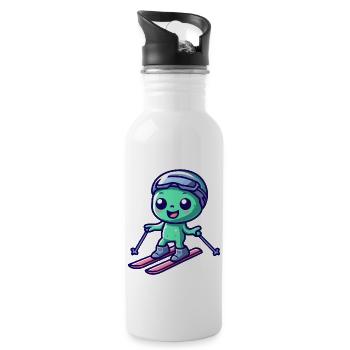Extraterrestre Vert Ski Alien - Gourde avec paille intégrée - blanc - Droite