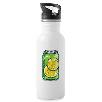Limonaden Dose mit Zitronen Aroma - Trinkflasche mit integriertem Trinkhalm - Weiß - Rechts