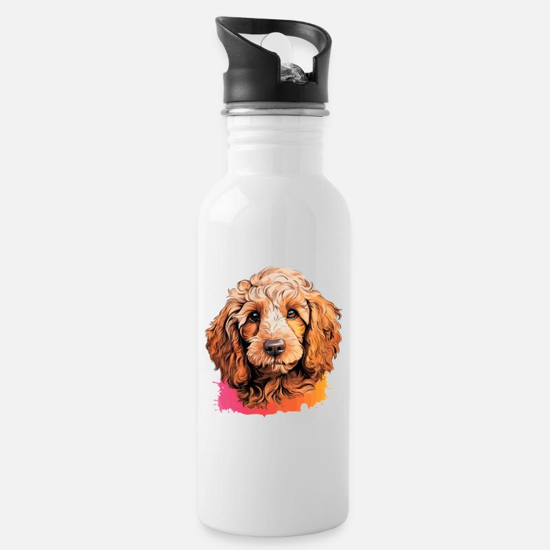 Pudel - Trinkflasche mit integriertem Trinkhalm - Weiß
