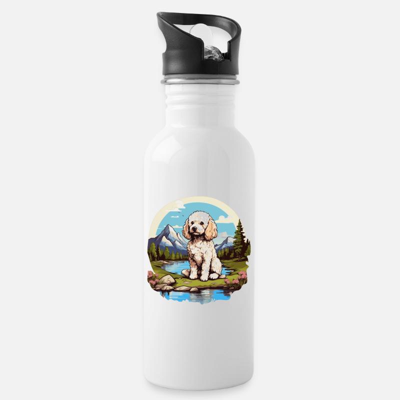 Pudel - Trinkflasche mit integriertem Trinkhalm - Weiß
