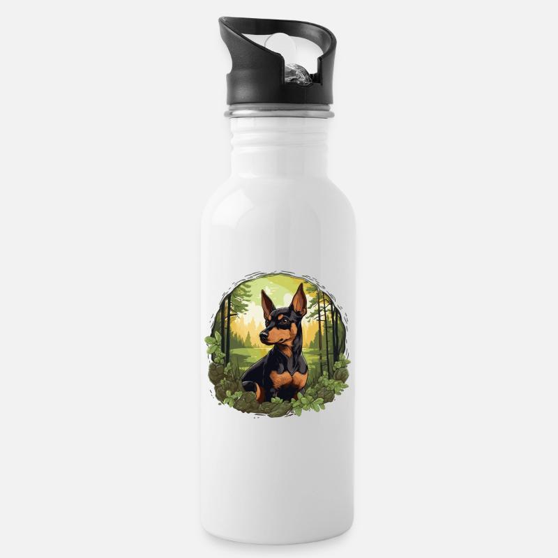 Pinscher - Gourde avec paille intégrée - blanc