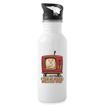 I watch other people's pets on TV - Water bottle with straw - white - Right
