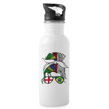 Moitié Brésilienne Moitié Anglaise Fille Brésil Angleterre - Gourde avec paille intégrée - blanc - Droite