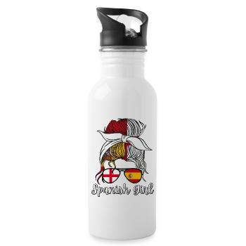Spanisches Mädchen Englische Flagge Spanien chica española - Trinkflasche mit integriertem Trinkhalm - Weiß - Rechts