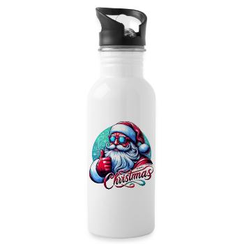 Merry Christmas Christmas Santa Claus - Water bottle with straw - white - Right