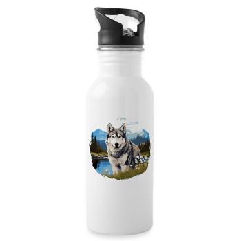 Husky - Water bottle with straw - white - Right