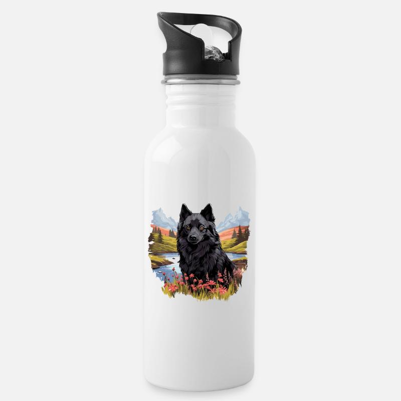 Schipperke - Gourde avec paille intégrée - blanc