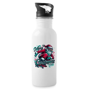 Merry Christmas Christmas Santa Claus - Water bottle with straw - white - Right