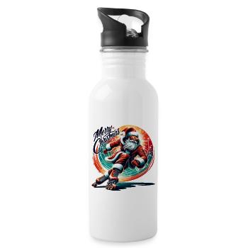 Merry Christmas Christmas Santa Claus - Water bottle with straw - white - Right