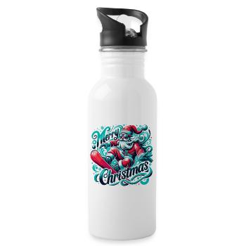 Merry Christmas Christmas Santa Claus - Water bottle with straw - white - Right