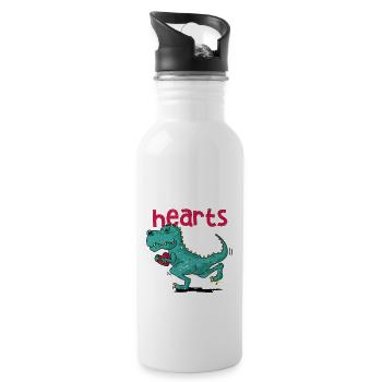 Je vole des coeurs Saint-Valentin dinosaure T Rex - Gourde avec paille intégrée - blanc - Droite