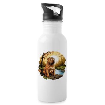 Shar Pei - Trinkflasche mit integriertem Trinkhalm - Weiß - Rechts