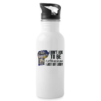 Nebraska Amerikaner US-Patriot USA Gewachsen - Trinkflasche mit integriertem Trinkhalm - Weiß - Rechts