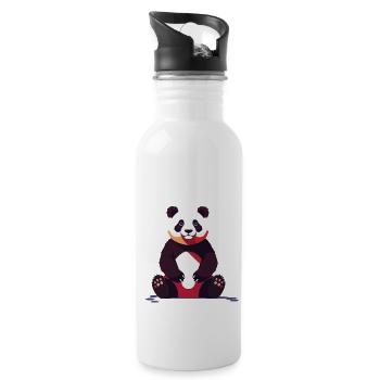 Panda Bear Drawing Cute Panda Animal Design - Water bottle with straw - white - Right