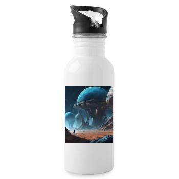 astronomie Planeten - Trinkflasche mit integriertem Trinkhalm - Weiß - Rechts