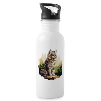 Norwegian Forest Cat - Trinkflasche mit integriertem Trinkhalm - Weiß - Rechts