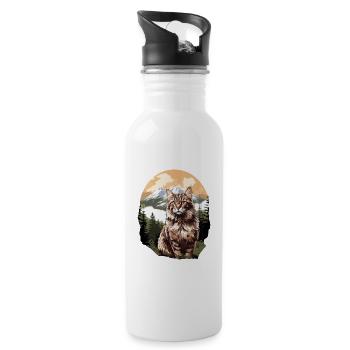 Norwegian Forest Cat - Trinkflasche mit integriertem Trinkhalm - Weiß - Rechts