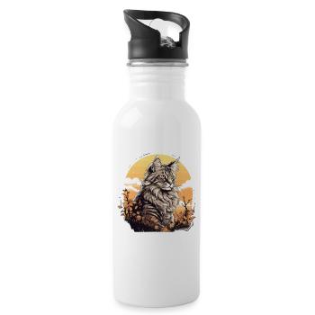 Maine Coon - Water bottle with straw - white - Right
