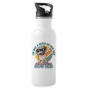 Rettungshund Ich bin kein normaler Hundevater Liebhaber - Trinkflasche mit integriertem Trinkhalm - Weiß - Rechts