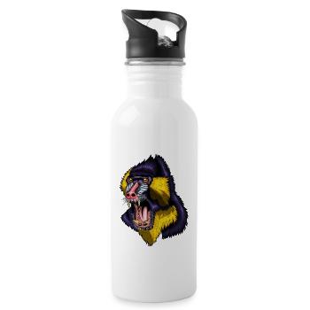 Monkey Enclosure Mandrill Mandrills Monkey Group - Water bottle with straw - white - Right