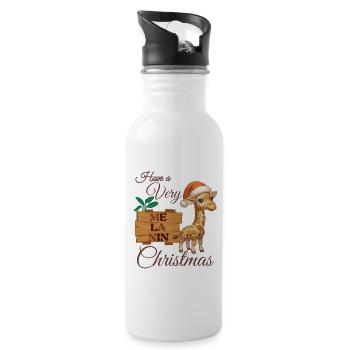Melanin Christmas Giraffe Merry Black Christmas - Water bottle with straw - white - Right