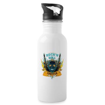 Rock n Roll Forever Skull Rocker cadeau - Gourde avec paille intégrée - blanc - Droite