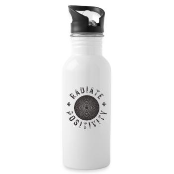 Exuding positivity modern distressed style - Water bottle with straw - white - Right