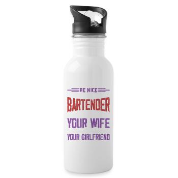 Be Nice To The Bartender Bartender Cocktail Barman - Trinkflasche mit integriertem Trinkhalm - Weiß - Rechts