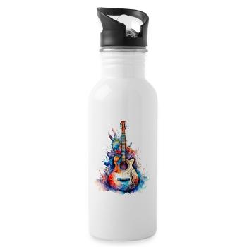 Eine schöne Musik Gitarre gemalt in Wasserfarben - Trinkflasche mit integriertem Trinkhalm - Weiß - Rechts