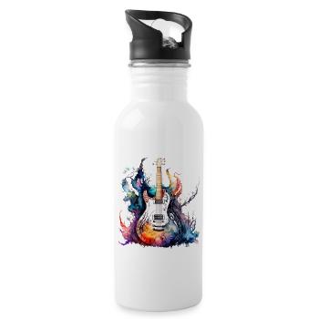 Eine schöne Musik Gitarre gemalt in Wasserfarben - Trinkflasche mit integriertem Trinkhalm - Weiß - Rechts