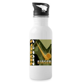 ALPHORN BLÄSER - Trinkflasche mit integriertem Trinkhalm - Weiß - Rechts
